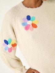 Roman Cream Floral Rainbow Knit Jumper - Image 5 of 5
