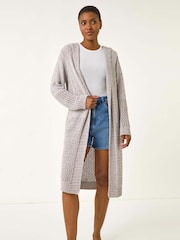 Roman Grey Soft Chenille Hooded Cardigan - Image 1 of 5