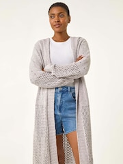 Roman Grey Soft Chenille Hooded Cardigan - Image 3 of 5