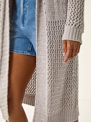 Roman Grey Soft Chenille Hooded Cardigan - Image 5 of 5