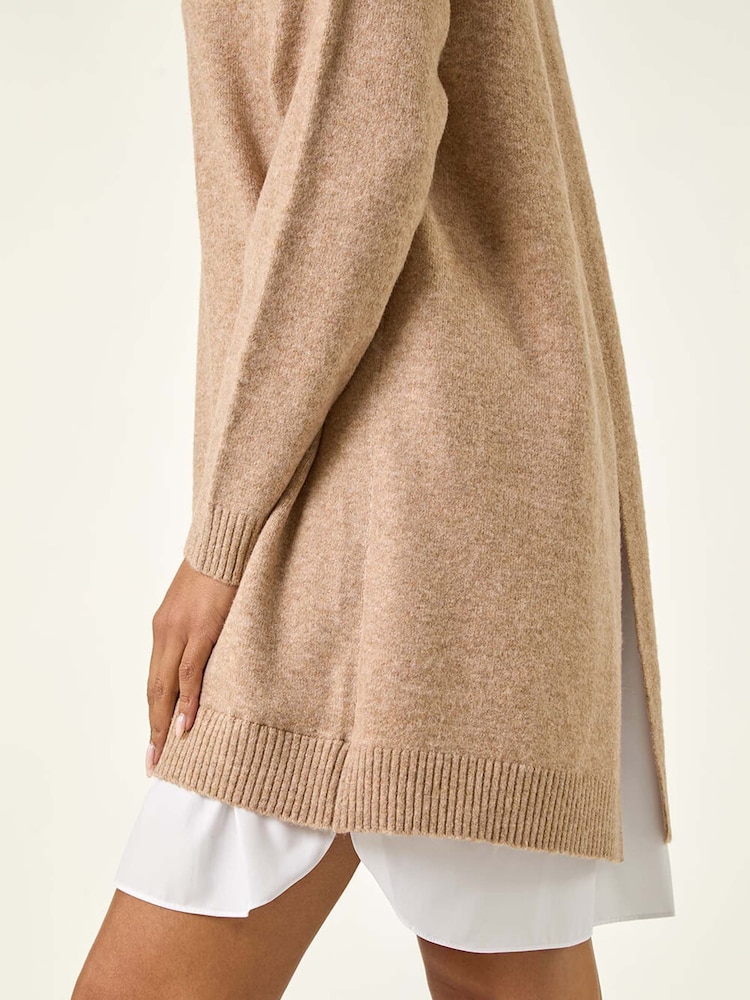 Roman Brown Mock Shirt Knitted Dress - Image 5 of 5