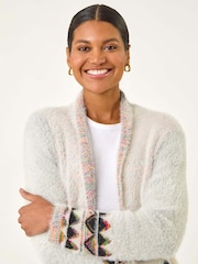 Roman White Fluffy Fringe Poncho - Image 4 of 5