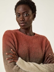Roman Brown Fluffy Ombre Knit Jumper - Image 1 of 5