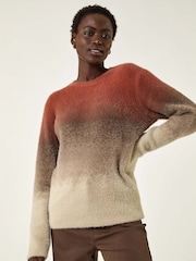 Roman Brown Fluffy Ombre Knit Jumper - Image 4 of 5