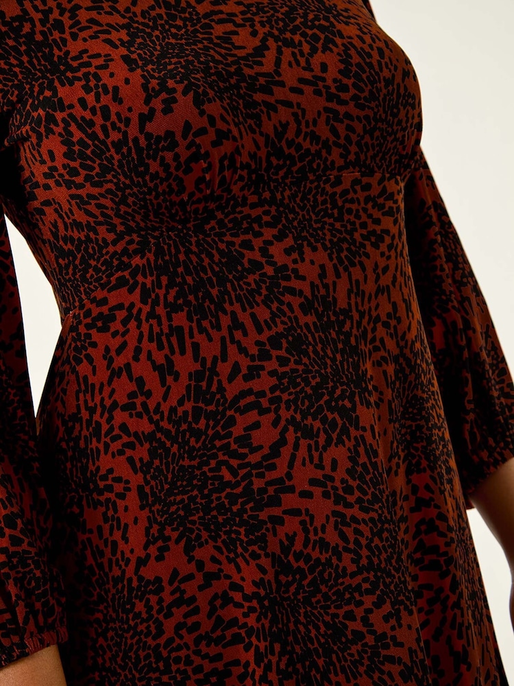 Roman Red Speckled A-Line Stretch Midi Dress - Image 5 of 5 Roman Red Speckled A-Line Stretch Midi Dress - Image 5 of 5