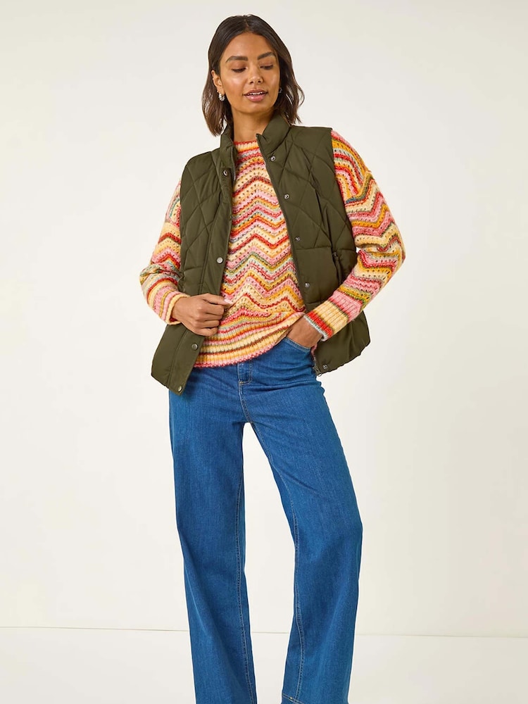 Roman Green Diamond Padded Button Gilet - Image 1 of 5 Roman Green Diamond Padded Button Gilet - Image 1 of 5