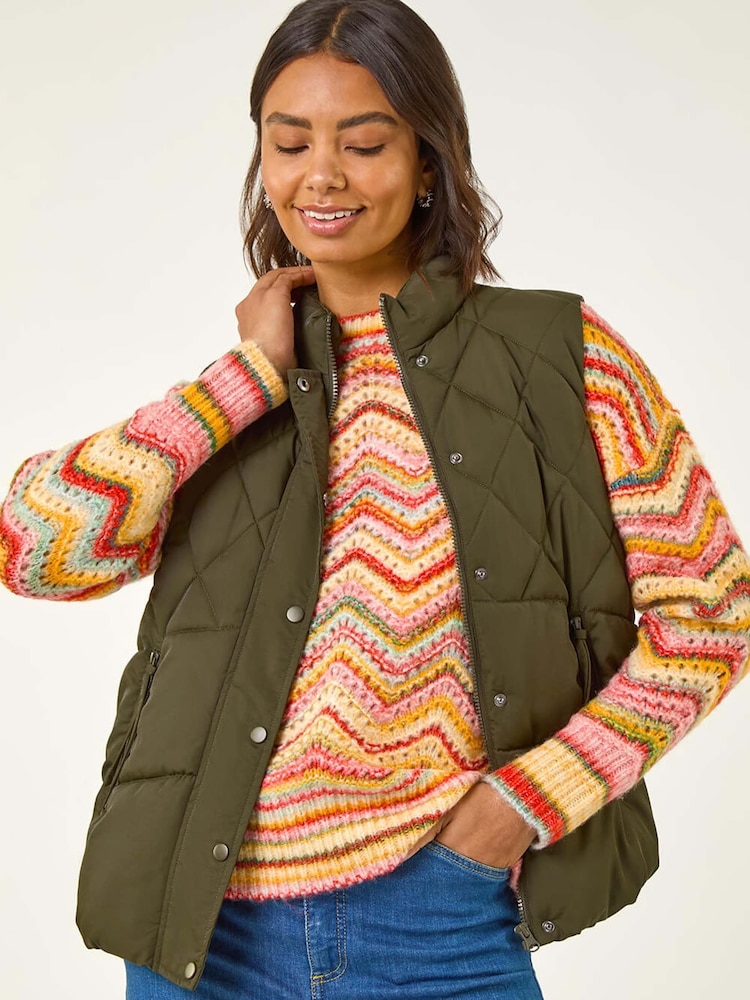 Roman Green Diamond Padded Button Gilet - Image 2 of 5 Roman Green Diamond Padded Button Gilet - Image 2 of 5