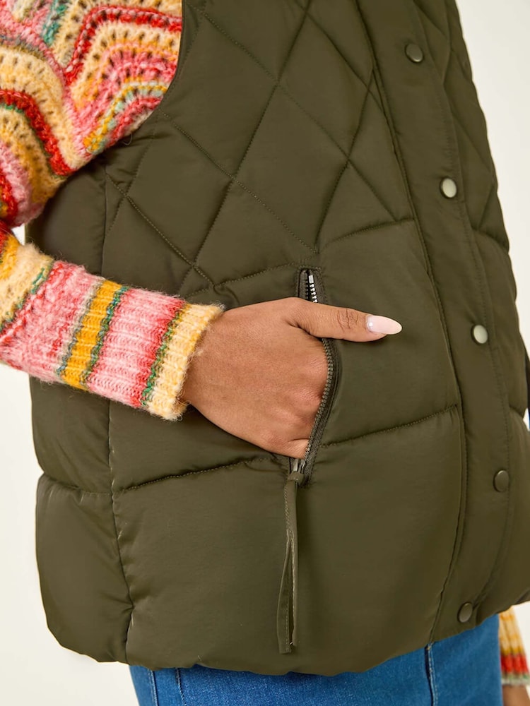 Roman Green Diamond Padded Button Gilet - Image 5 of 5