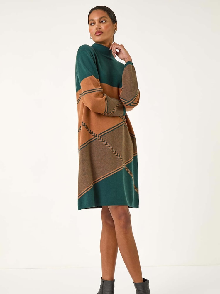 Verde - Roman Patchwork Knit Jumper Dress - Imagem 1 de 5