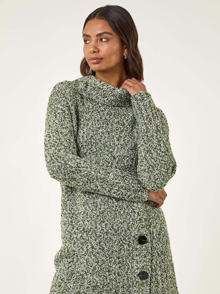 Roman Green Roll Neck Button Detail Jumper - Image 1 of 5 Roman Green Roll Neck Button Detail Jumper - Image 1 of 5