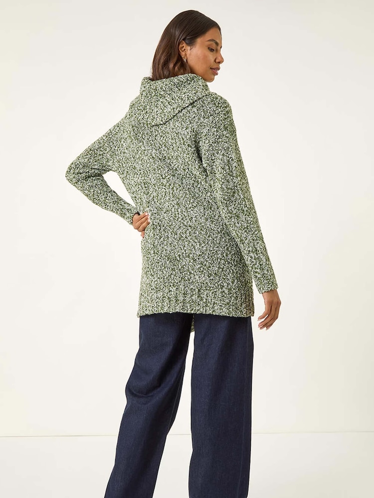 Roman Green Roll Neck Button Detail Jumper - Image 2 of 5 Roman Green Roll Neck Button Detail Jumper - Image 2 of 5