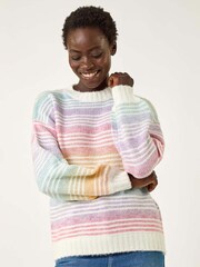 Roman White Rainbow Stripe Knit Jumper - Image 2 of 5
