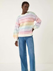 Roman White Rainbow Stripe Knit Jumper - Image 4 of 5
