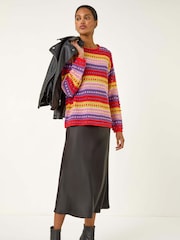 Roman Red Bobble Knit Stripe Jumper - Image 2 of 5