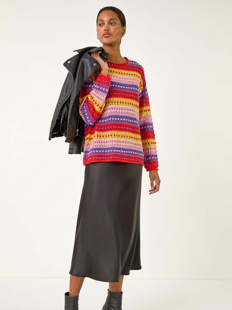 Roman Red Bobble Knit Stripe Jumper - Image 2 of 5 Roman Red Bobble Knit Stripe Jumper - Image 2 of 5