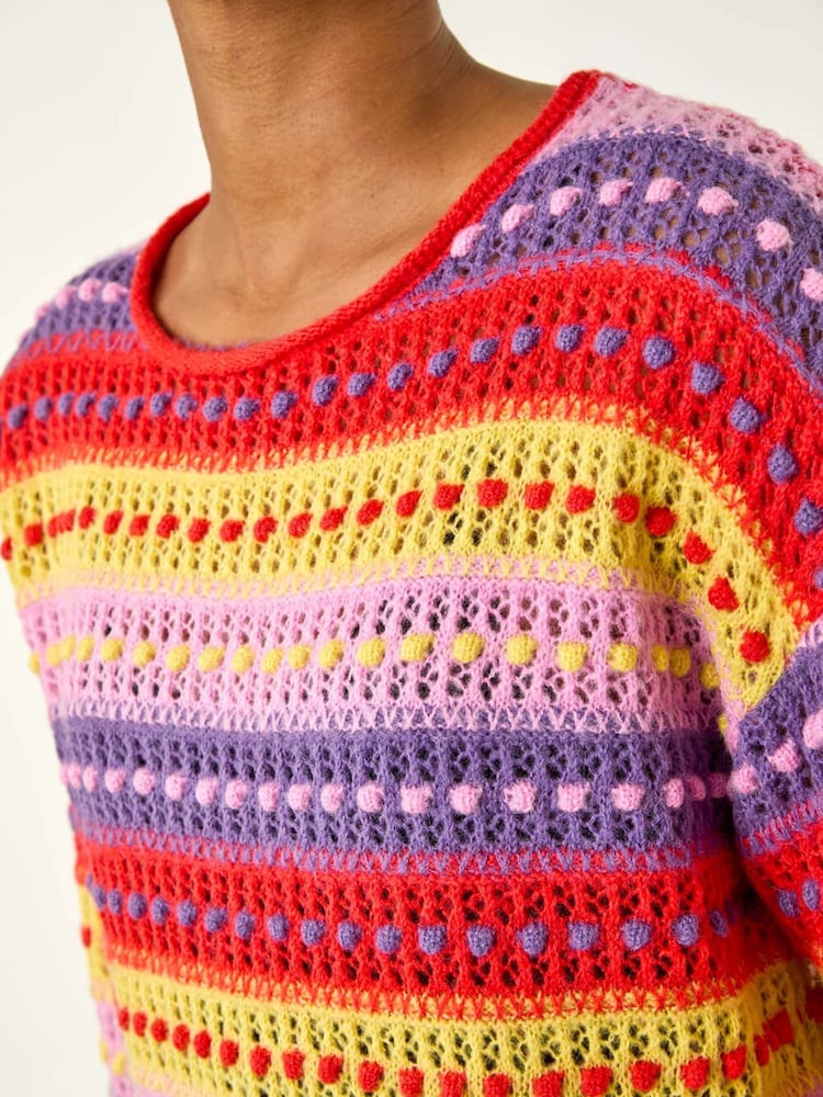 Roman Red Bobble Knit Stripe Jumper - Image 5 of 5 Roman Red Bobble Knit Stripe Jumper - Image 5 of 5
