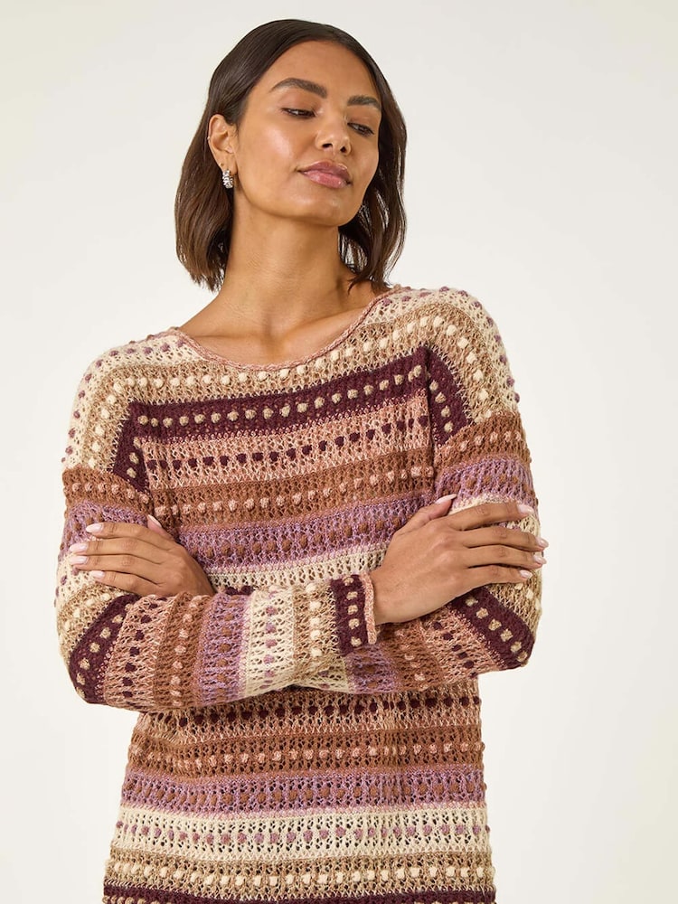 Roman Natural Bobble Knit Stripe Jumper - Image 2 of 5