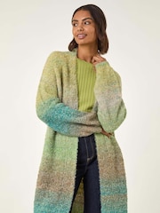 Roman Green Ombre Longline Knit Cardigan - Image 2 of 5