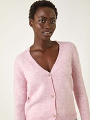 Roman Pink Metallic Trim Knit Cardigan - Image 4 of 5