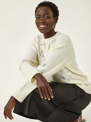 Roman White Floral Sequin Knit Jumper - Image 1 of 5