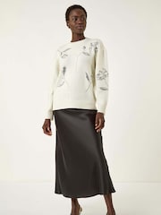 Roman White Floral Sequin Knit Jumper - Image 2 of 5