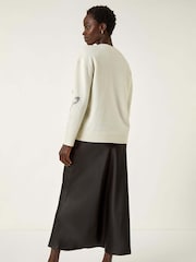 Roman White Floral Sequin Knit Jumper - Image 3 of 5