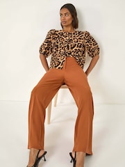 Roman Orange Wide Leg Premium Stretch Trousers - Image 1 of 5