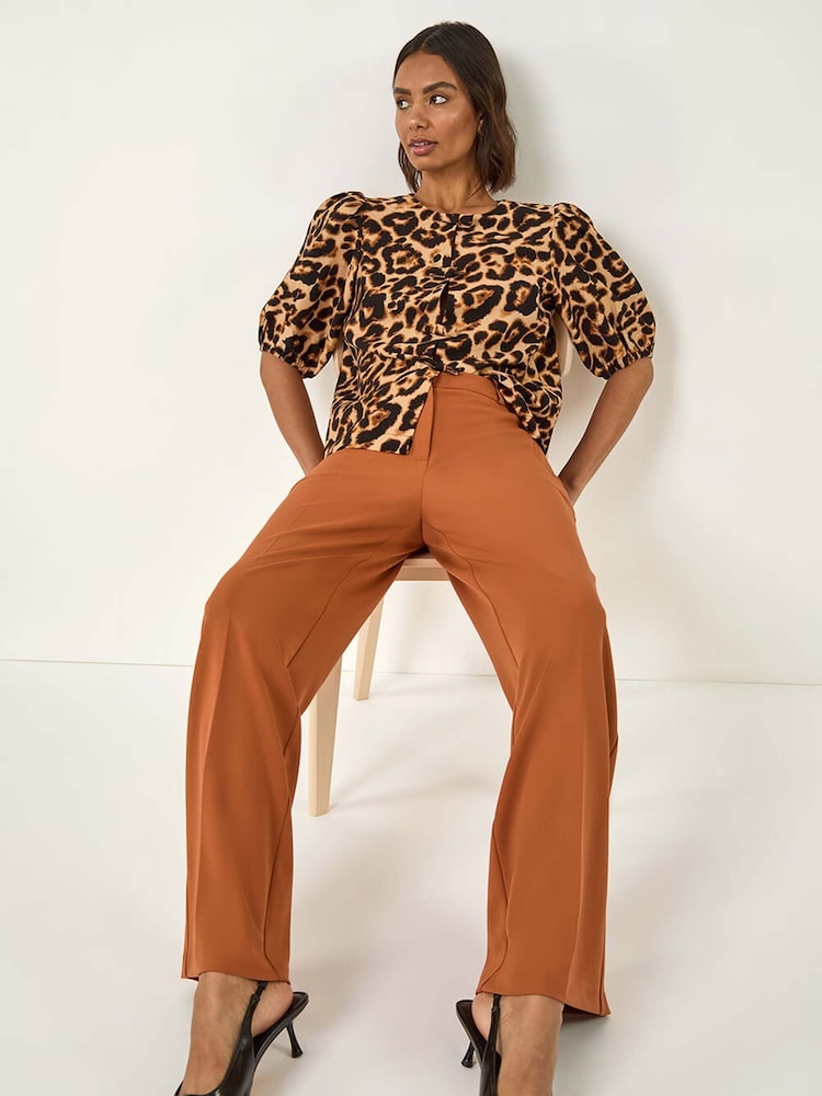 Roman Orange Wide Leg Premium Stretch Trousers - Image 1 of 5 Roman Orange Wide Leg Premium Stretch Trousers - Image 1 of 5