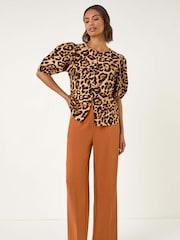 Roman Orange Wide Leg Premium Stretch Trousers - Image 2 of 5