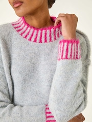 Roman Grey Contrast Colourblock Knit Jumper - Image 5 of 5