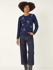Roman Blue Heart Embroidery Knit Jumper - Image 2 of 5