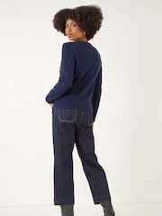 Roman Blue Heart Embroidery Knit Jumper - Image 3 of 5