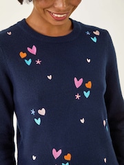 Roman Blue Heart Embroidery Knit Jumper - Image 5 of 5