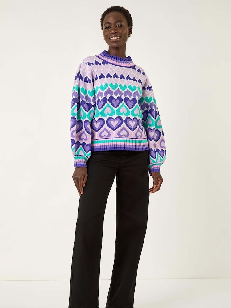 Roman Purple Heart High Neck Knit Jumper - Image 2 of 5 Roman Purple Heart High Neck Knit Jumper - Image 2 of 5