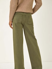 Roman Green Cotton Blend Wide Leg Stretch Jeans - Image 3 of 5
