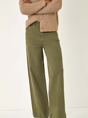 Roman Green Cotton Blend Wide Leg Stretch Jeans - Image 4 of 5