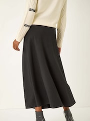 Roman Black Cable Textured Stretch A-Line Skirt - Image 3 of 5