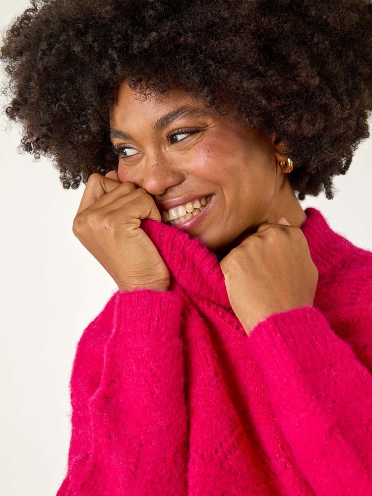 Roman Pink Pointelle Stitch Knit Jumper - Image 2 of 5