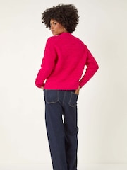 Roman Pink Pointelle Stitch Knit Jumper - Image 3 of 5