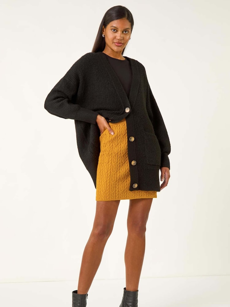 Roman Yellow Cable Knitted Elastic Waist Skirt - Image 1 of 5