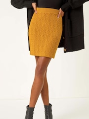 Roman Yellow Cable Knitted Elastic Waist Skirt - Image 4 of 5