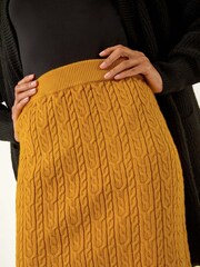 Roman Yellow Cable Knitted Elastic Waist Skirt - Image 5 of 5
