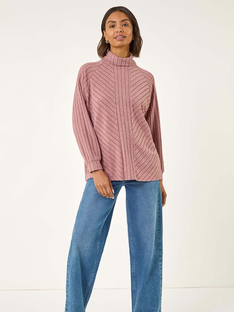 Roman Pink Textured Stripe Cowl Neck Blouse - Image 2 of 5 Roman Pink Textured Stripe Cowl Neck Blouse - Image 2 of 5