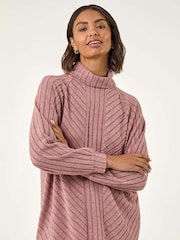 Roman Pink Textured Stripe Cowl Neck Blouse - Image 4 of 5