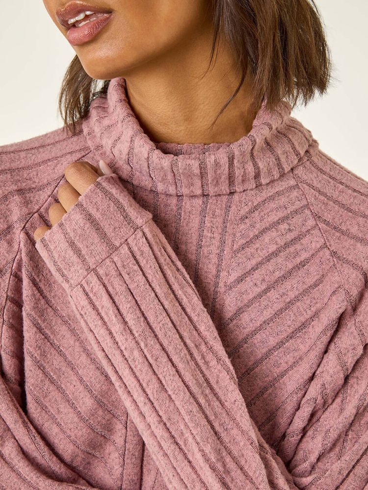 Roman Pink Textured Stripe Cowl Neck Blouse - Image 5 of 5 Roman Pink Textured Stripe Cowl Neck Blouse - Image 5 of 5