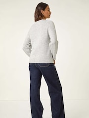Roman Grey Floral Embroidered Knit Jumper - Image 3 of 5