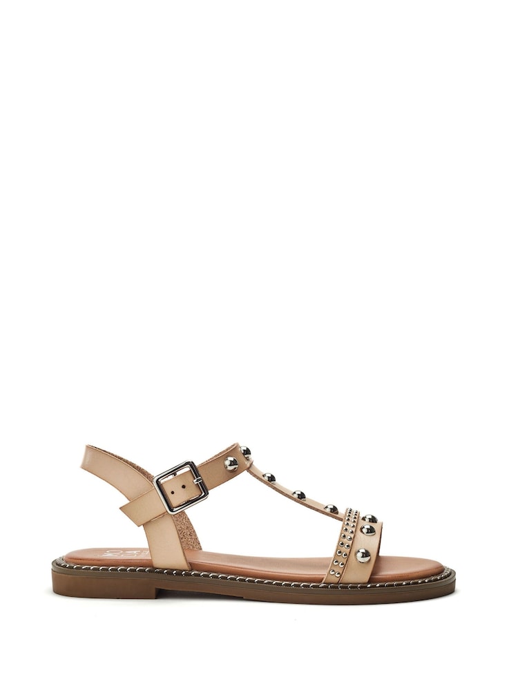 Moda in Pelle Noell Studded T-Bar Flat Sandals - Image 1 of 4 Moda in Pelle Noell Studded T-Bar Flat Sandals - Image 1 of 4