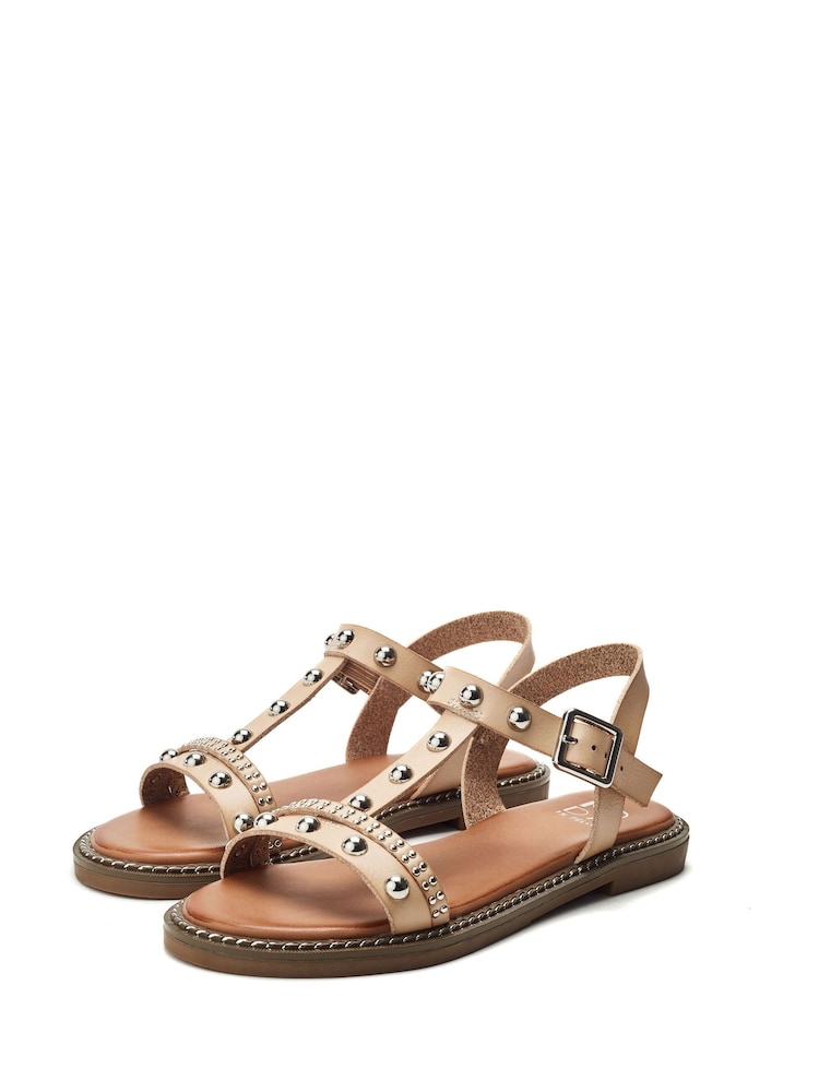 Moda in Pelle Noell Studded T-Bar Flat Sandals - Image 2 of 4 Moda in Pelle Noell Studded T-Bar Flat Sandals - Image 2 of 4