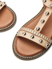 Moda in Pelle Noell Studded T-Bar Flat Sandals - Image 4 of 4