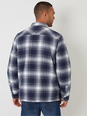 Threadbare Navy Check Brushed Borg Lined Shacket - Image 2 of 5
